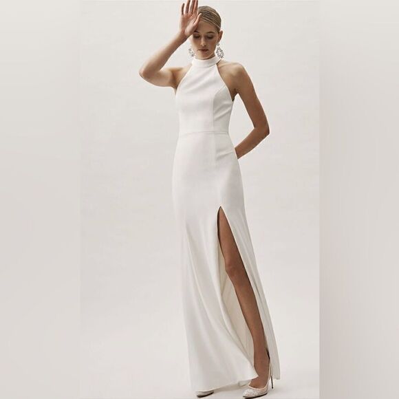 BHLDN MONTREAL CREPE HIGH NECK DRESS HALTER GOWN - Picture 2 of 6